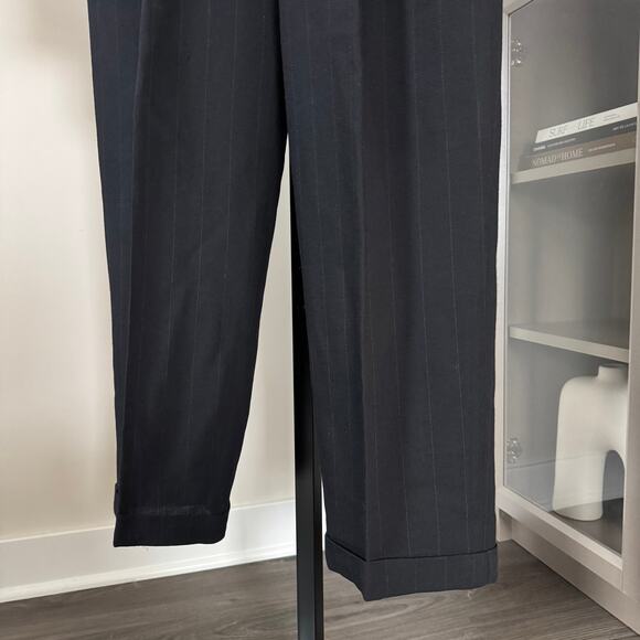 Giorgio Armani Black Wool Pinstripe 2 Pc Suit 40S Double Breasted Jacket Pants - Picture 4 of 11
